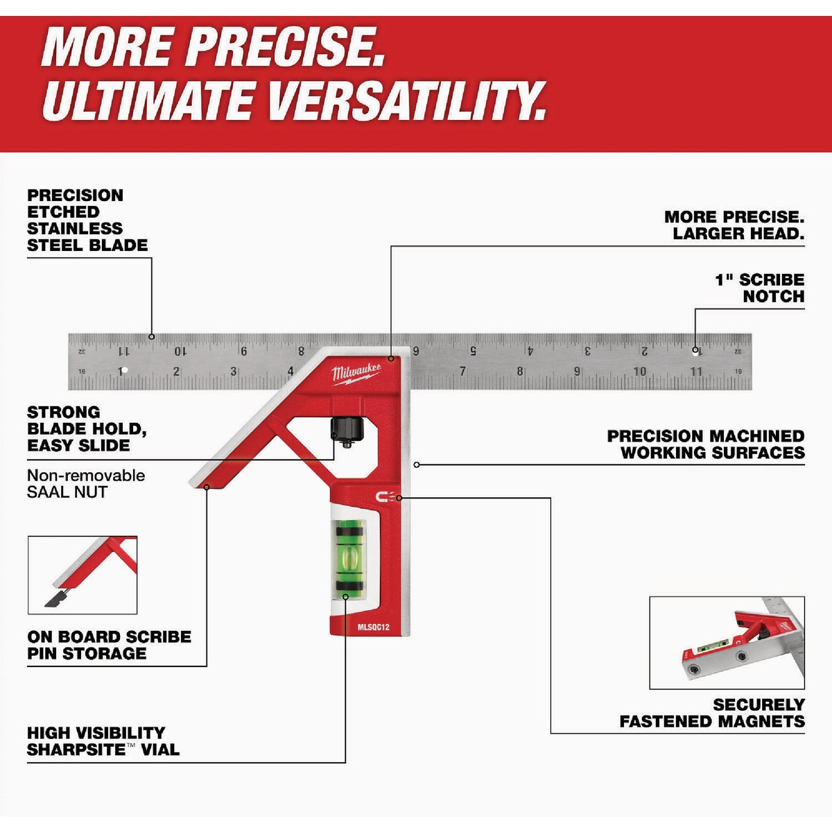 Milwaukee 12 In. Magnetic Combination Square Image 2