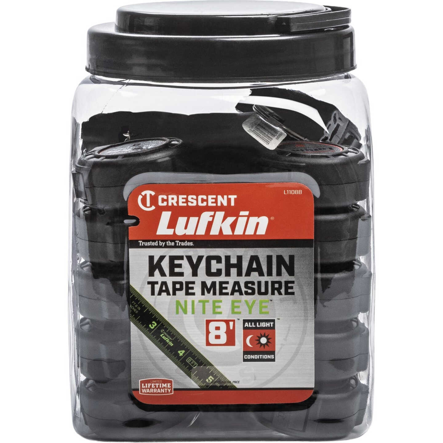 Crescent Lufkin Shockforce Nite Eye 8 Ft. Keychain Tape Measure Image 2