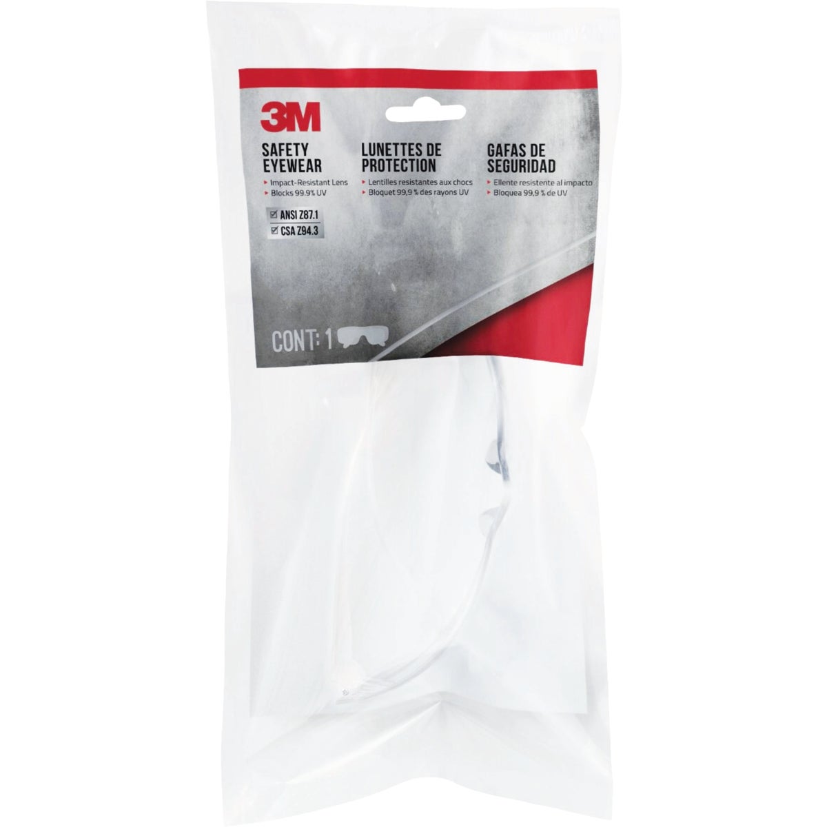 3M Clear Frame Safety Glasses with Anti-Scratch Clear Lenses Image 2