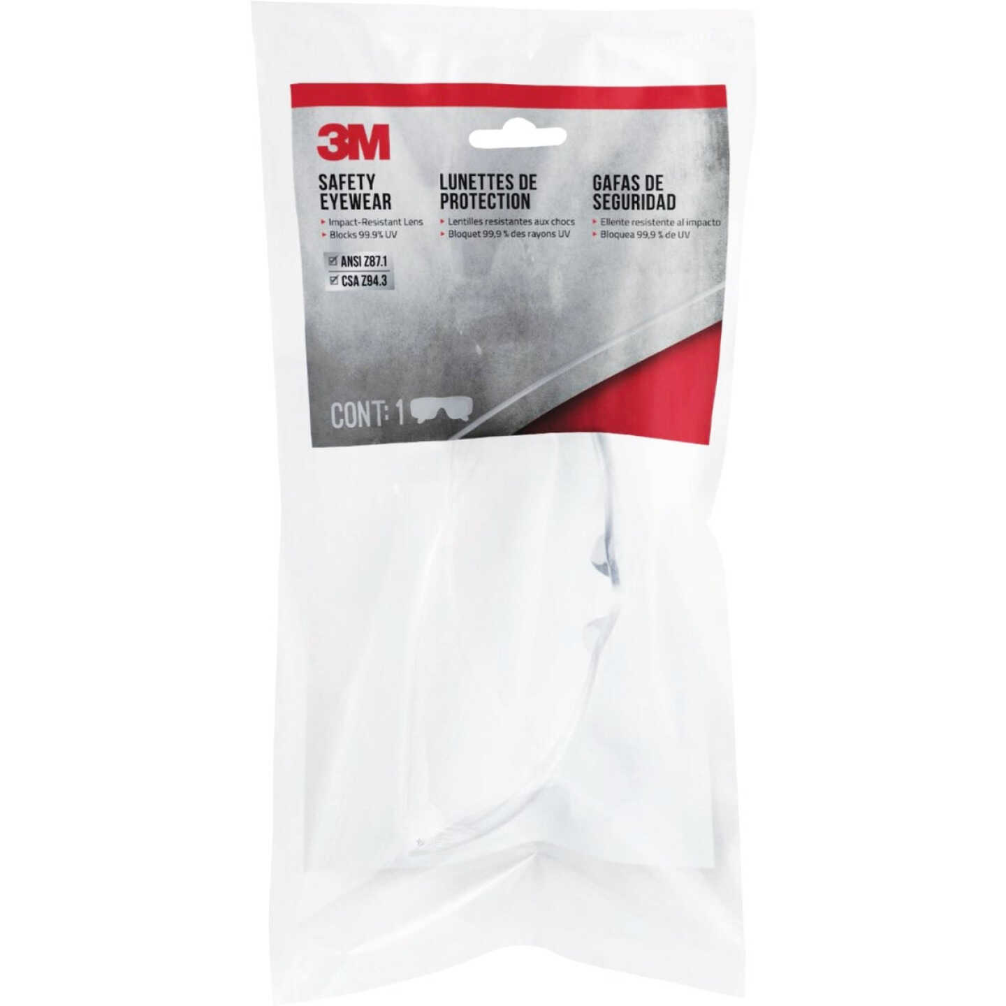 3M Clear Frame Safety Glasses with Anti-Scratch Clear Lenses Image 2