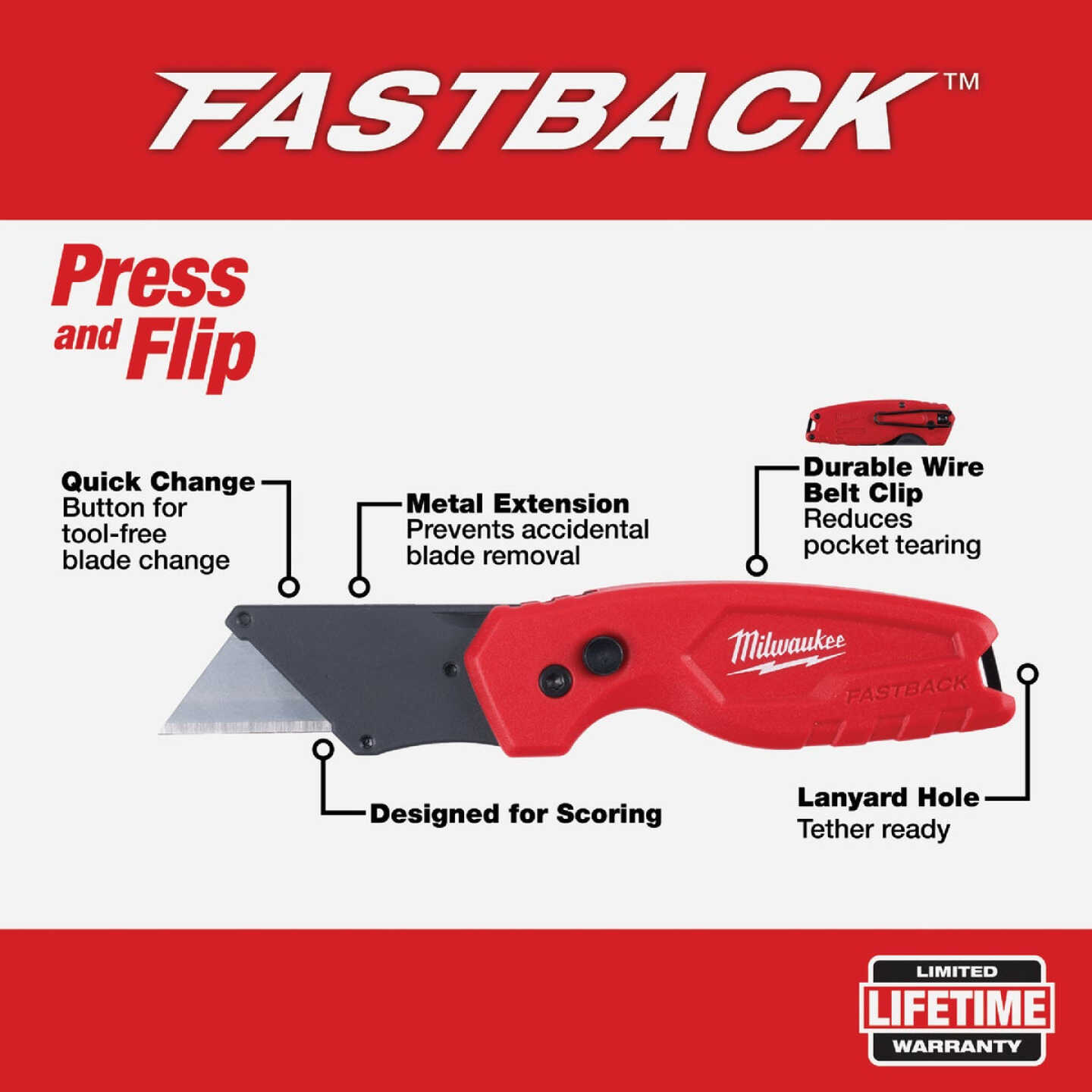 Milwaukee FASTBACK Compact Folding Utility Knife Image 2