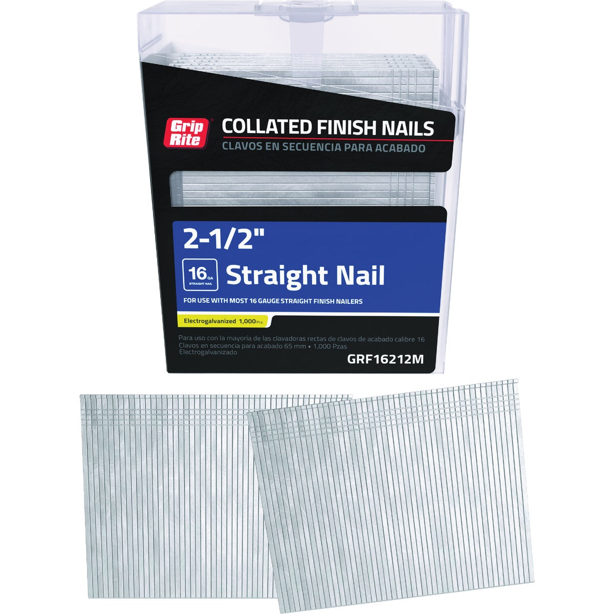 Grip-Rite 2-1/2 In. 16 ga Electrogalvanized Straight Collated Finishing Nail (1000-Count)