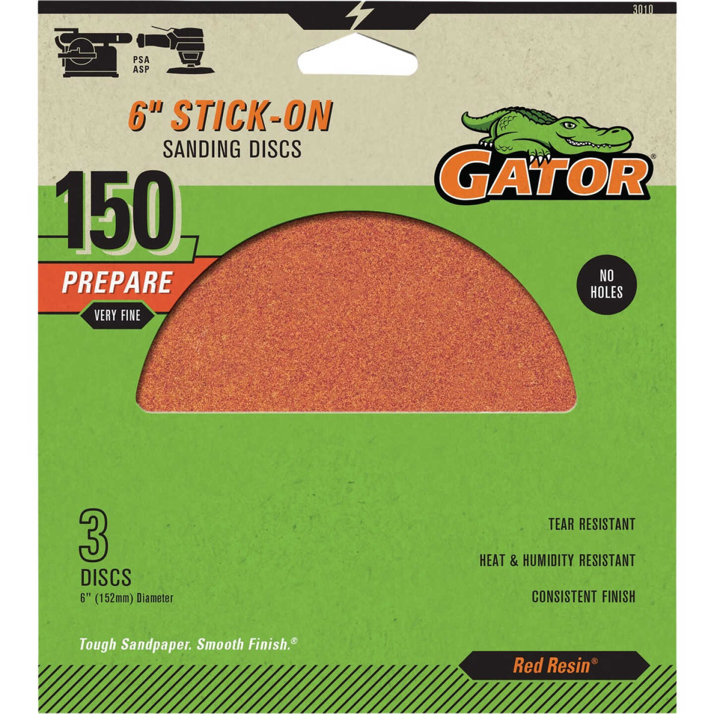 Gator 6 In. 150-Grit Aluminum Oxide Stick-On Sanding Disc (3-Pack) Image 1