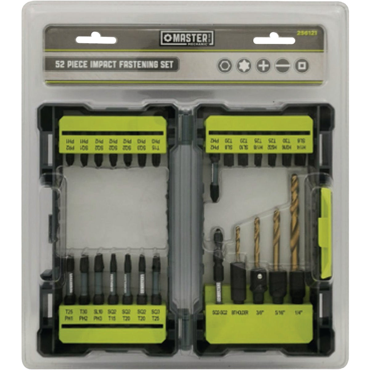 Master Mechanic Impact Screwdriver Bit Set with Plastic Case (52-Piece)