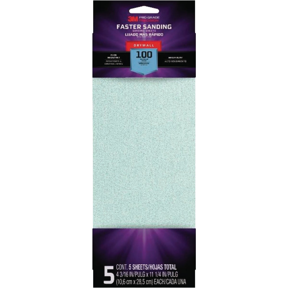 3M Pro Grade Precision Faster 4-3/16 In. x 11-1/4 In. 100 Grit Sanding Drywall Sanding Sheet (5-Pack)