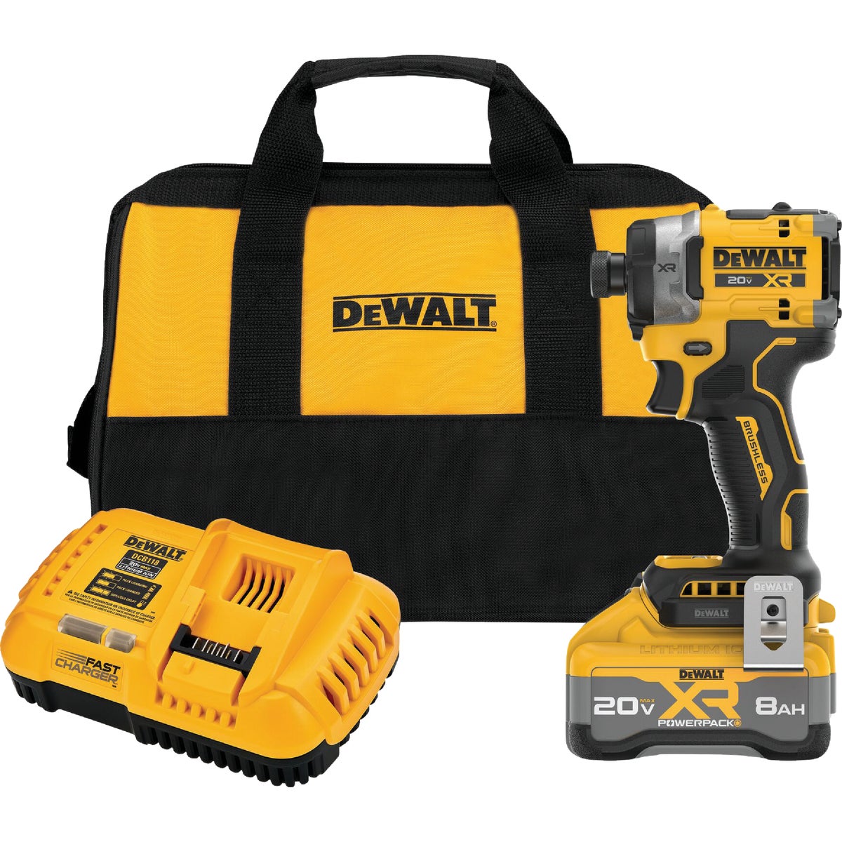 DEWALT 20V MAX XR 1/4 In. 3-Speed High Torque Brushless Cordless Impact Driver Kit with XR POWERPACK Battery & Charger