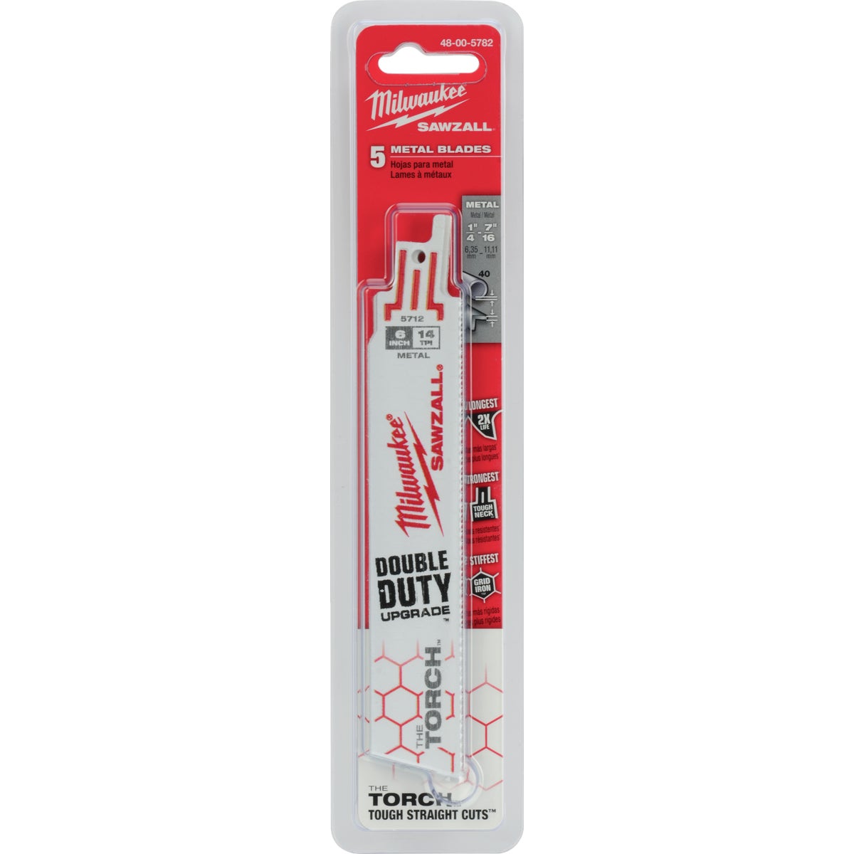 Milwaukee SAWZALL The TORCH 6 In. 14 TPI Metal Demolition Reciprocating Saw Blade (5-Pack) Image 2
