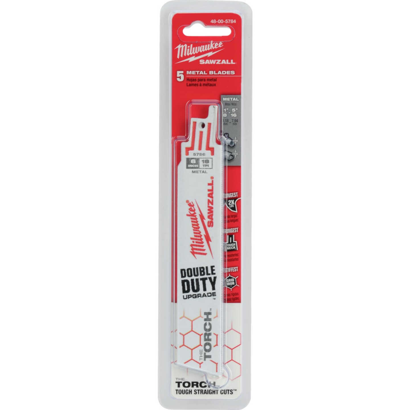 Milwaukee SAWZALL The TORCH 6 In. 18 TPI Metal Demolition Reciprocating Saw Blade (5-Pack) Image 2