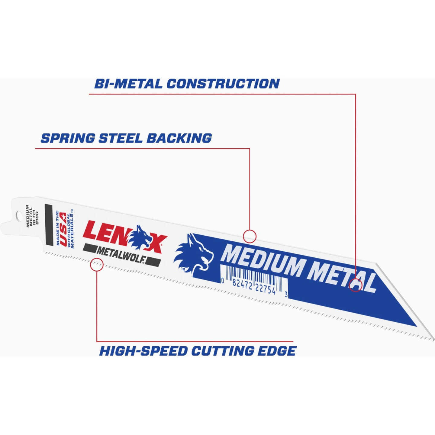 Lenox METALWOLF WAVE EDGE 8 In. 18 TPI Medium Metal Reciprocating Saw Blade, Bulk Image 2