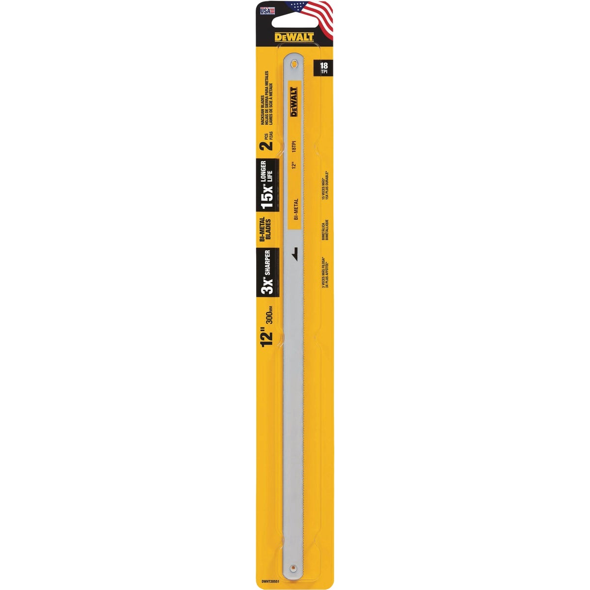 DEWALT 12 In. 18 TPI Bi-Metal Hacksaw Blade (2-Pack) Image 2