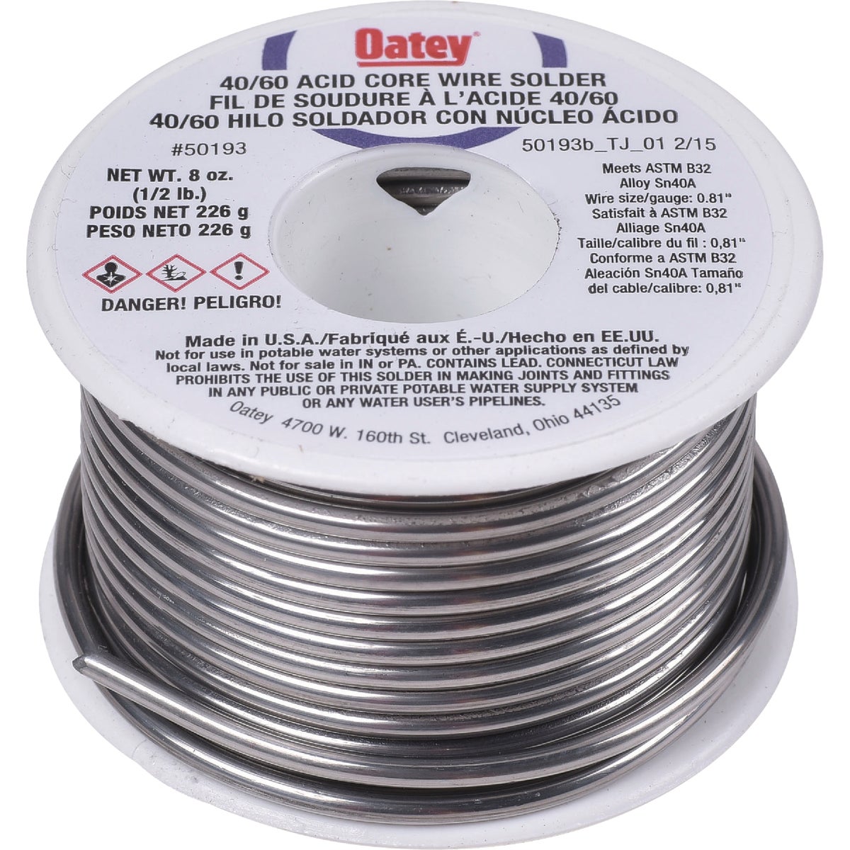 Oatey 1/2 Lb. 40/60 Acid Core Wire Solder