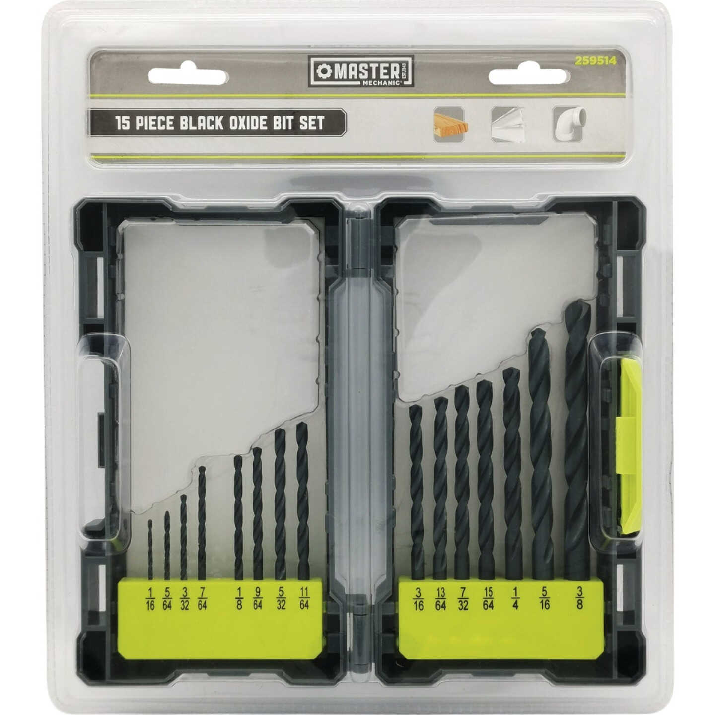 Master Mechanic Black Oxide Drill Bit Set (15-Piece) Image 1