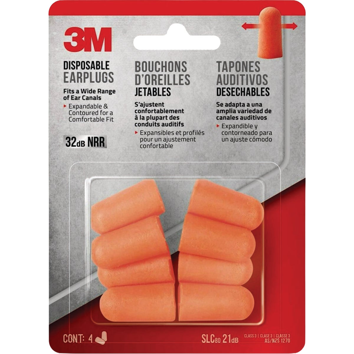 3M Disposable Earplugs (4-Pair)