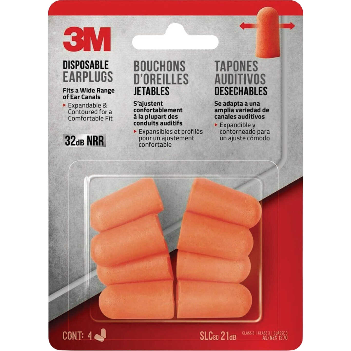 3M Disposable Earplugs (4-Pair) Image 1