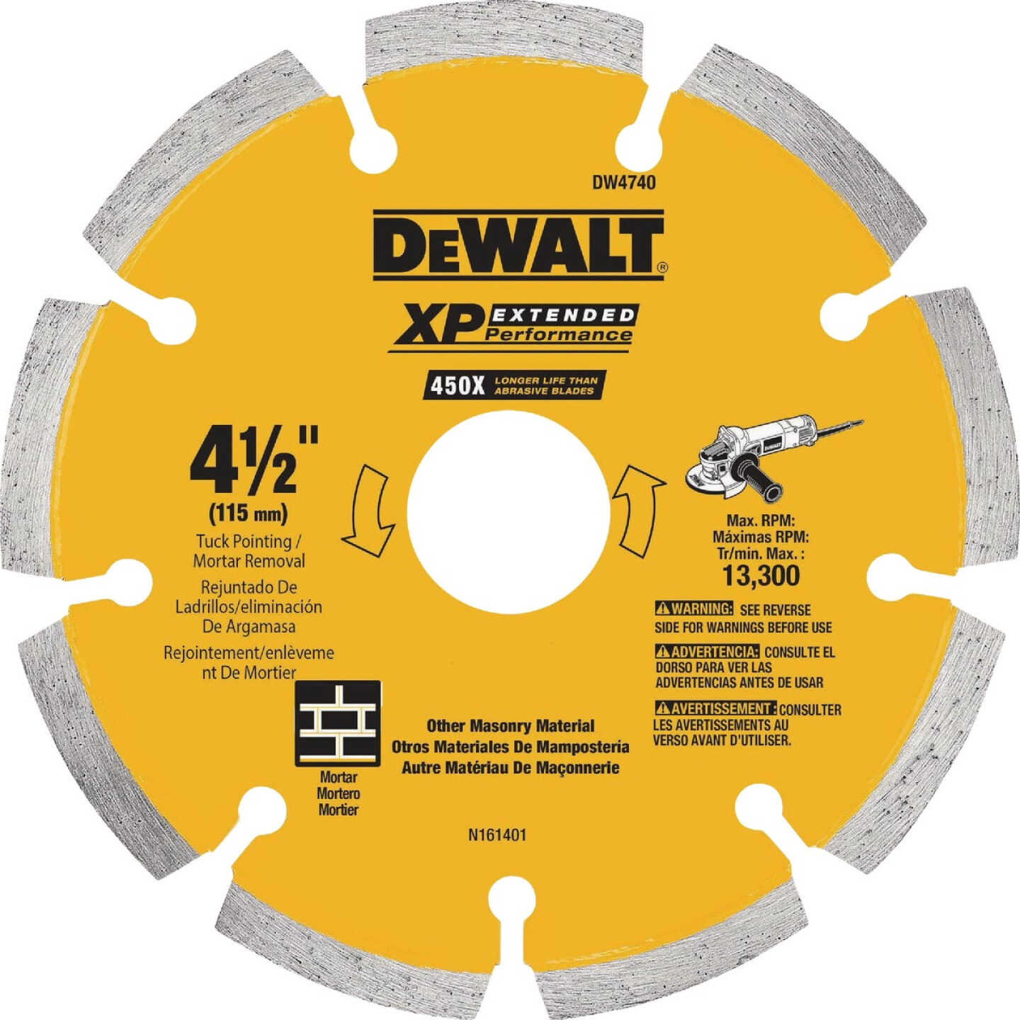 DEWALT XP 4-1/2 In. x 0.250 In. Tuck Point Diamond Blade Image 1