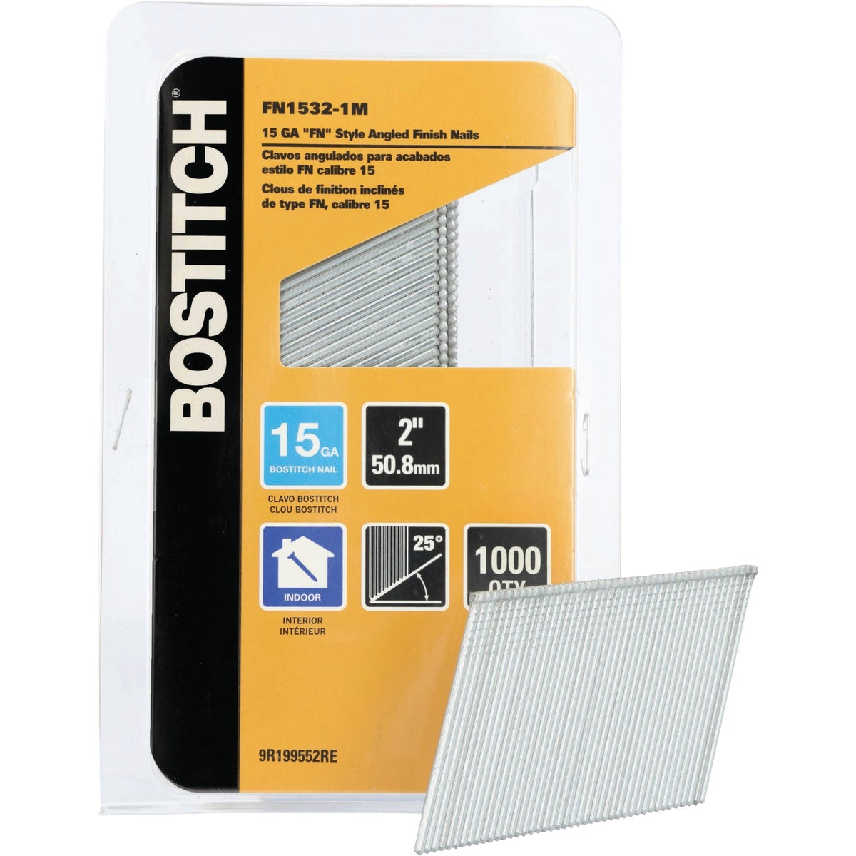 Bostitch 2 In. 15 ga 25 Deg. FN-Style Angled Collated Finish Nails (1000-Count)
