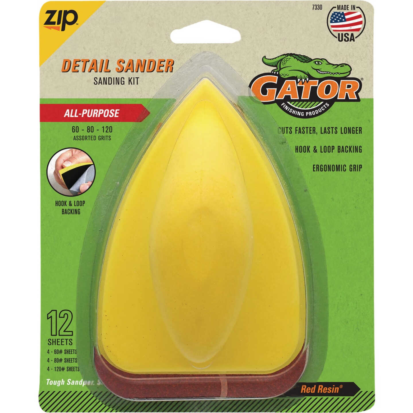 Gator 7 In. x 3-3/5 In. Mouse Hand Sanding Kit with (12) Sheets Image 1