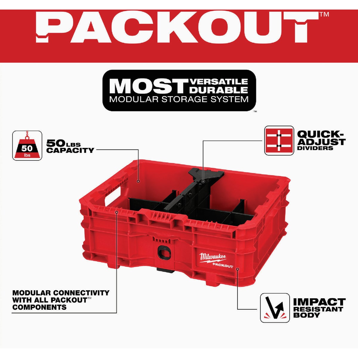 Milwaukee PACKOUT Low-Profile Crate Image 3