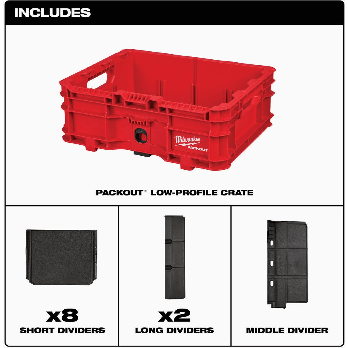 Milwaukee PACKOUT Low-Profile Crate Image 4