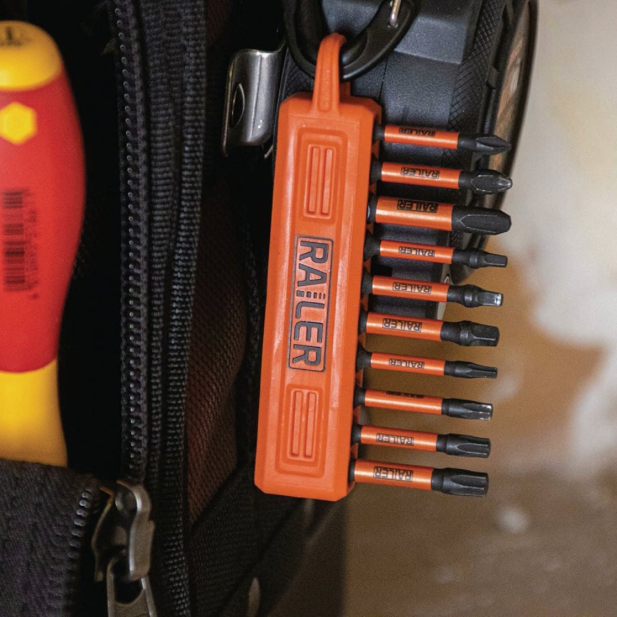 Railer 10-Hole Bitrails in Black, Orange, Hi-Vis Green, & Camo Green with Carabiners (4-Pack) Image 4