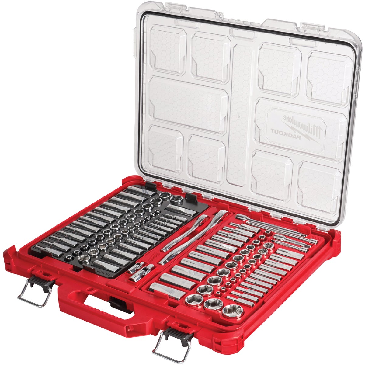 Milwaukee Std/Metric 1/4 In. & 3/8 In. Drive 6-Point Ratchet & Socket Set with PACKOUT Organizer (106-Piece)