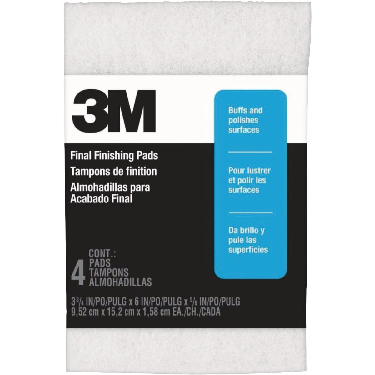 3M 3-3/4 In. x 6 In. x 5/8 In. Final Finishing Pads (4-Pack)