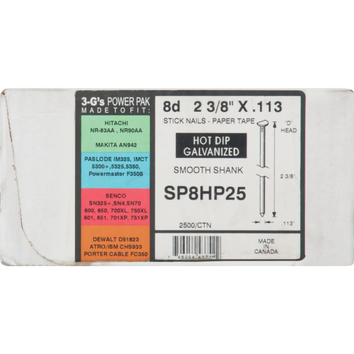 Grip-Rite 30 Degree Paper Tape Hot-Dipped Galvanized Smooth Shank Clipped Head Framing Stick Nail, 2-3/8 In. x .113 In. (2500 Ct.) Image 1