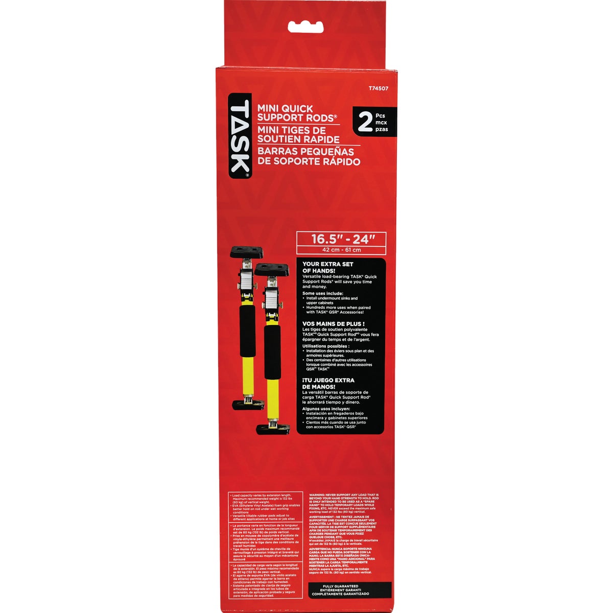 Task 16-1/2 In. to 24 In. EVA Mini Quick Support Rod (2-Pack)