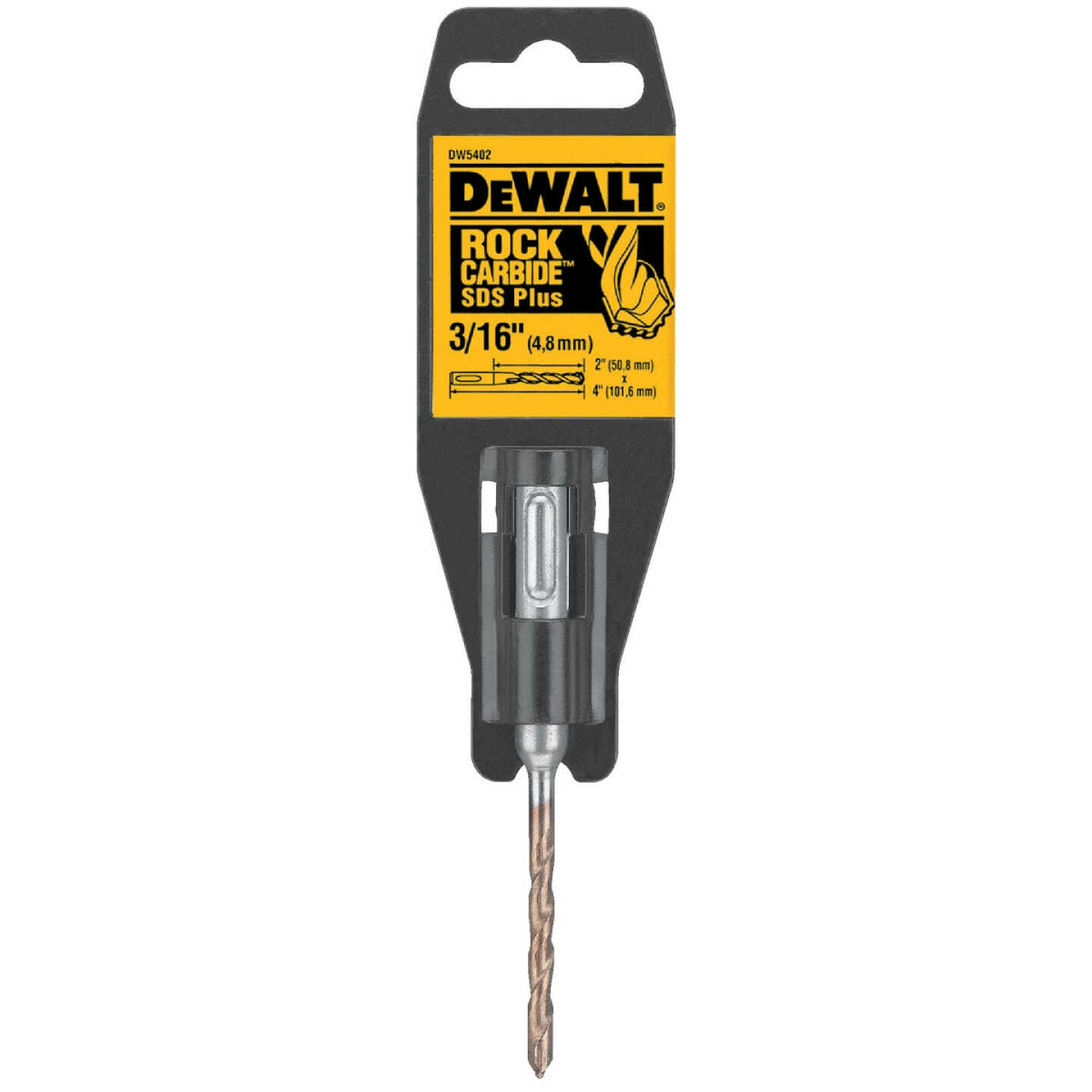 DEWALT SDS-Plus 3/16 In. x 4 In. 2-Cutter Rotary Hammer Drill Bit Image 1