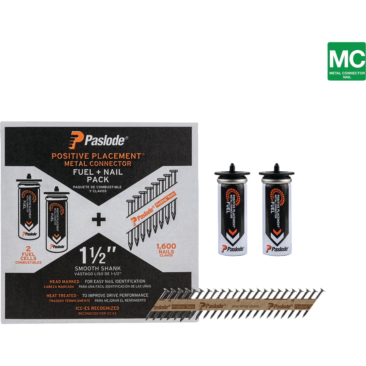 Paslode 1-1/2 In. x 0.148 In. Paper Tape Smooth Shank Heat Treated Brite Metal Connector Nail (1600-Count) with Fuel Cell Image 2