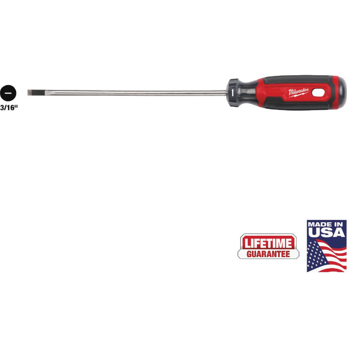 Milwaukee 3/16 In. x 6 In. Cushion Grip Cabinet Tip Slotted Screwdriver (USA) Image 1