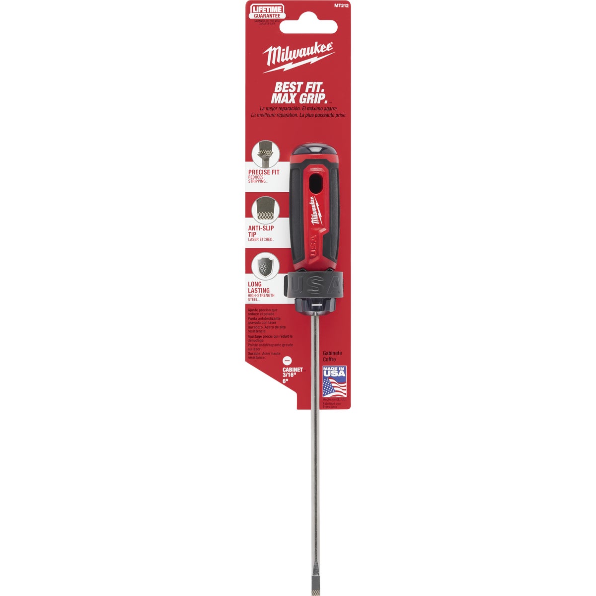 Milwaukee 3/16 In. x 6 In. Cushion Grip Cabinet Tip Slotted Screwdriver (USA) Image 7