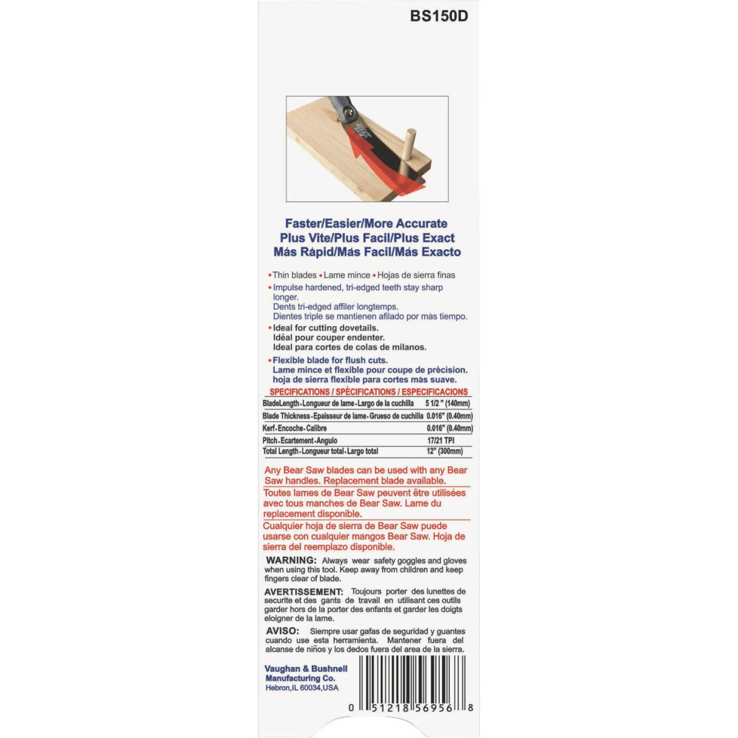 Vaughan 5-1/2 In. 17 & 21 TPI Fine & Extra Fine Cut Mini Double Edge Pull Saw Image 4