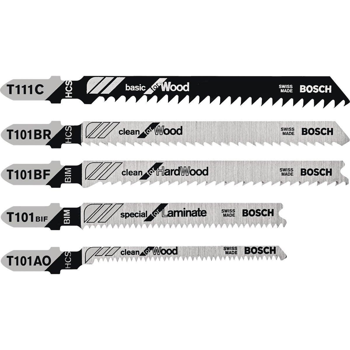 Bosch T-Shank Jig Saw Blade Set for Wood (5-Piece)