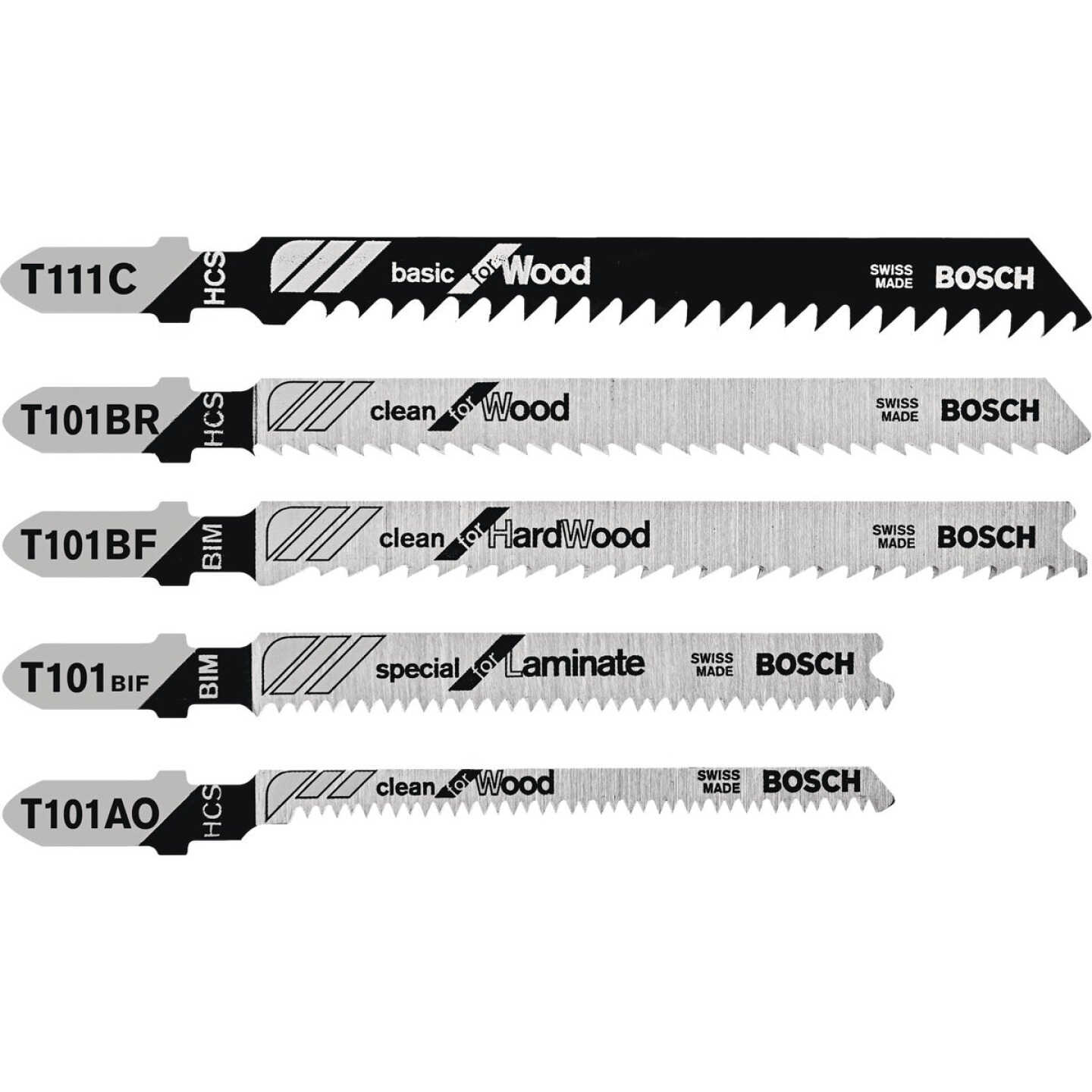 Bosch T-Shank Jig Saw Blade Set for Wood (5-Piece) Image 1