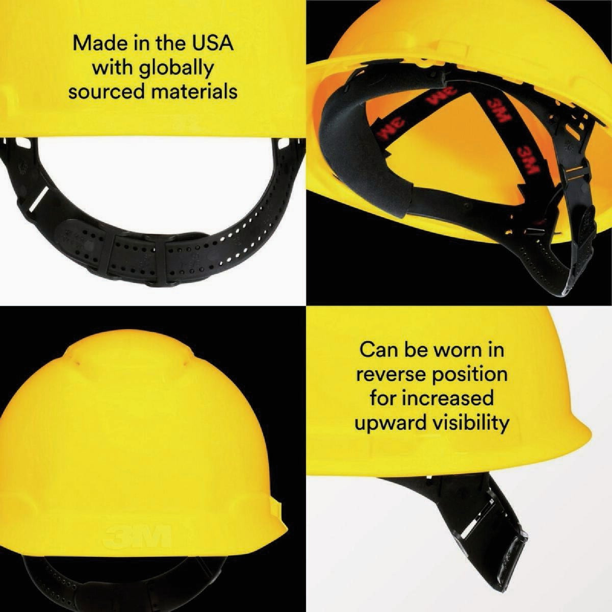 3M Yellow Vented Hard Hat with Pin Lock Image 2