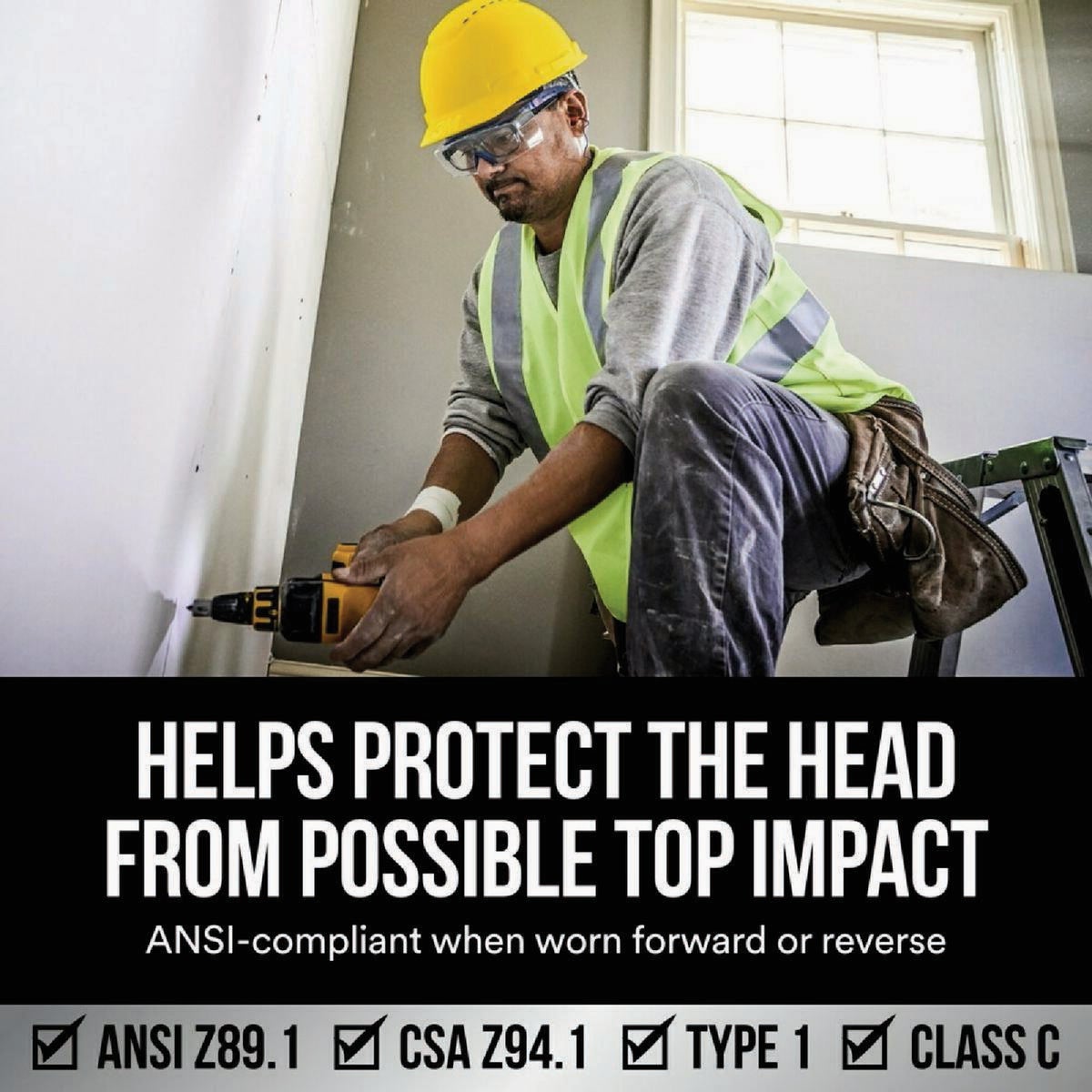 3M Yellow Vented Hard Hat with Pin Lock Image 3