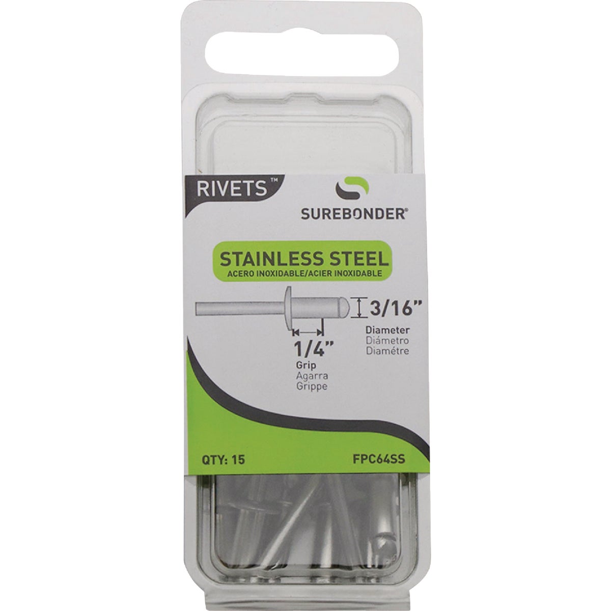 Surebonder 3/16 In. x 1/4 In. Stainless Steel Rivet (15-Pack)