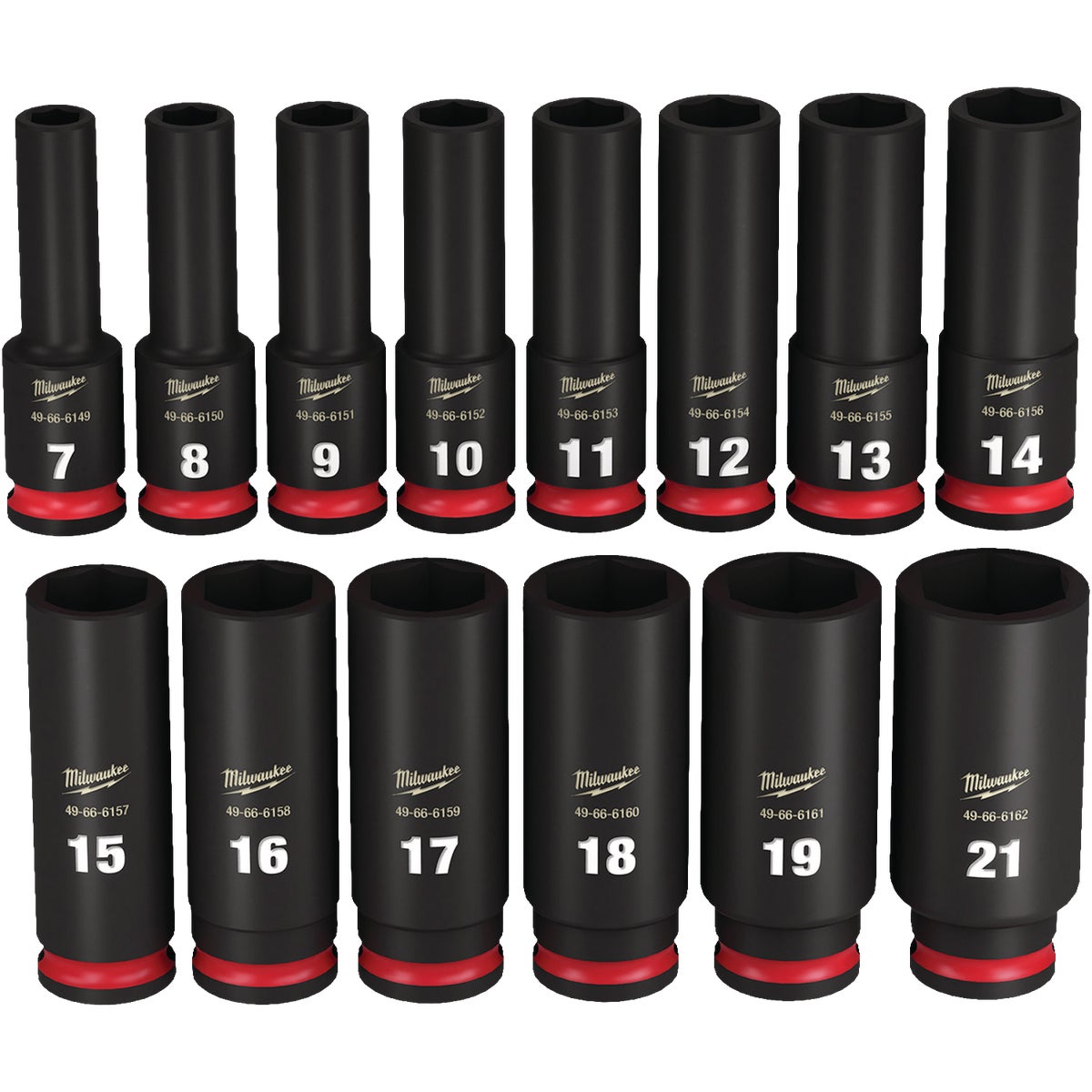 Milwaukee SHOCKWAVE 3/8 In. Drive Metric Deep 6-Point Impact Duty Socket Set (14-Piece)