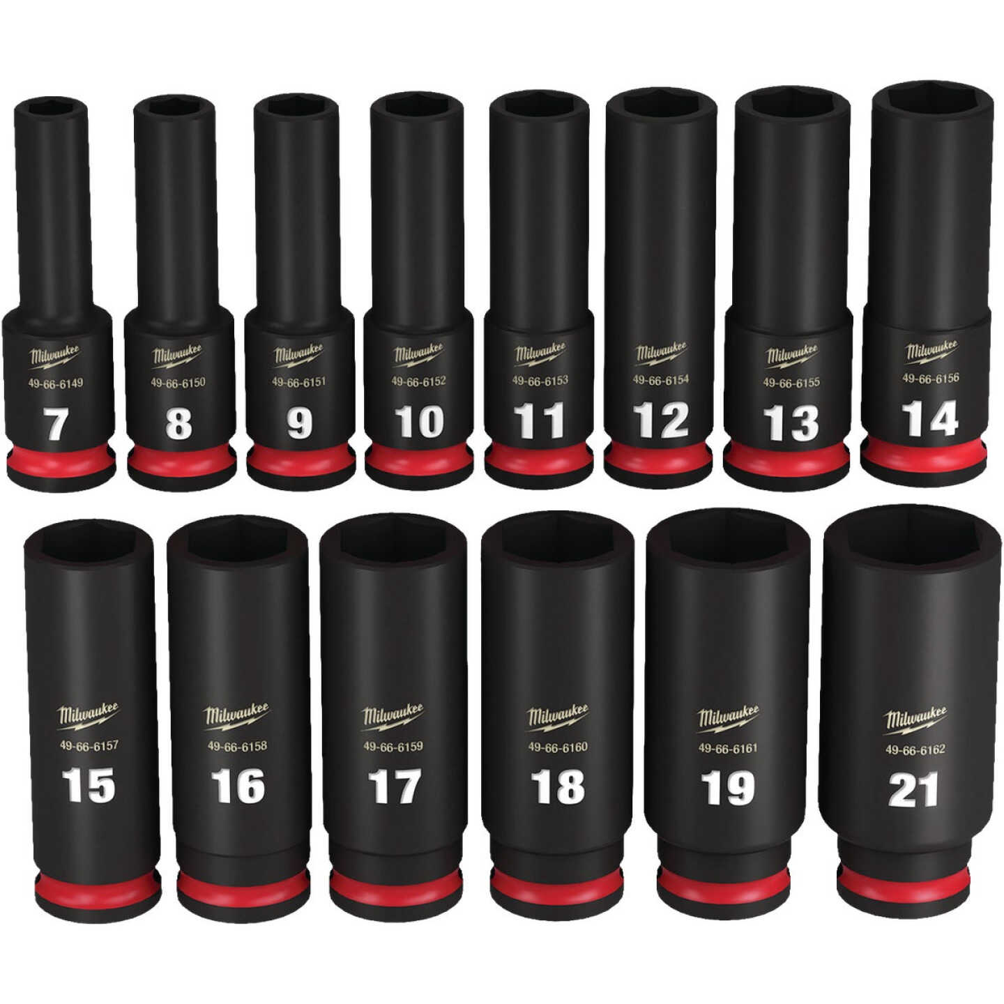 Milwaukee SHOCKWAVE 3/8 In. Drive Metric Deep 6-Point Impact Duty Socket Set (14-Piece) Image 1