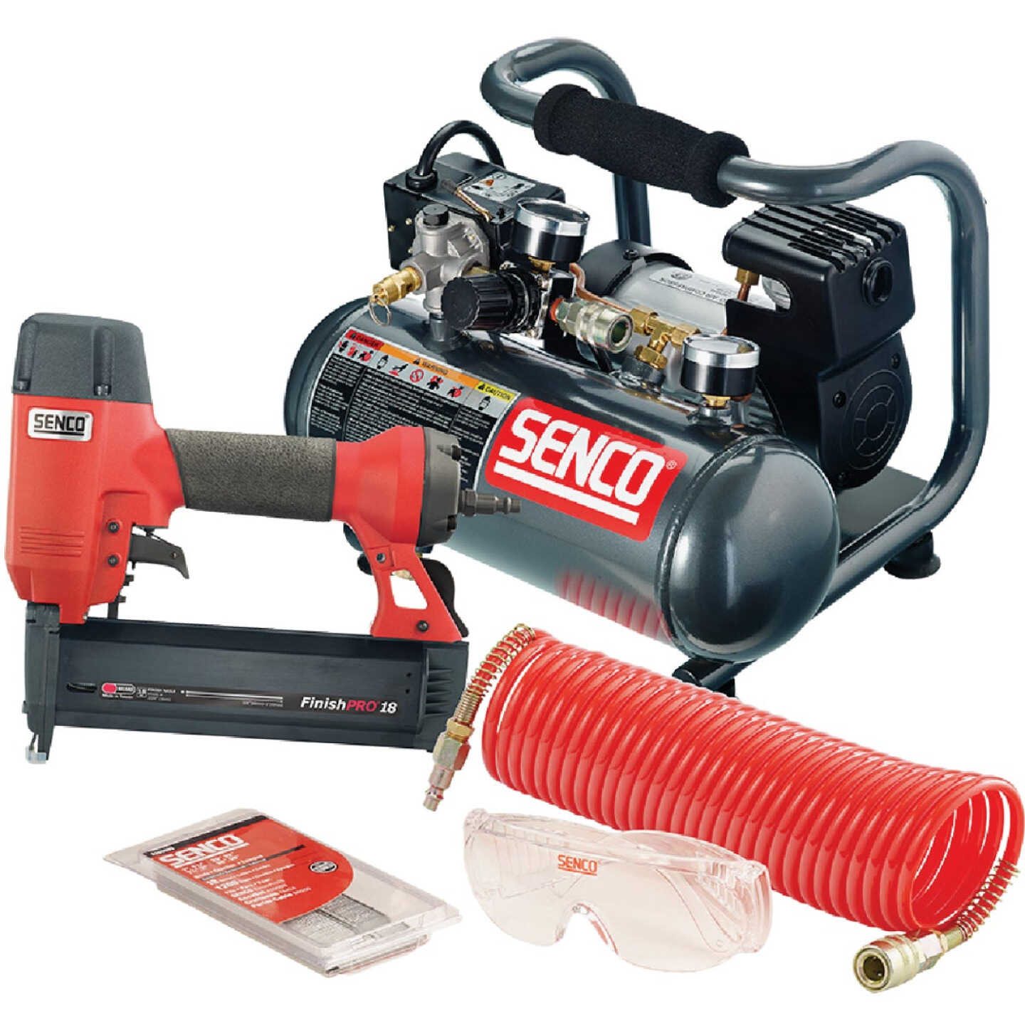 Senco FinishPro 18-Gauge Brad Nailer and 1-Gallon Compressor Combo Kit Image 1