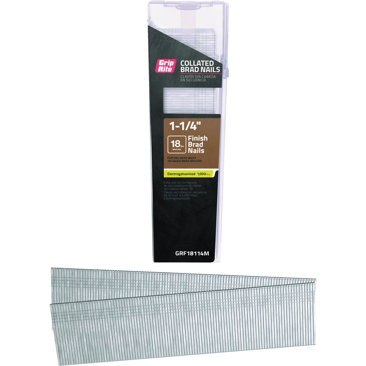 Grip-Rite 1-1/4 In. 18 ga Electrogalvanized Collated Brad Nail (1000-Count)