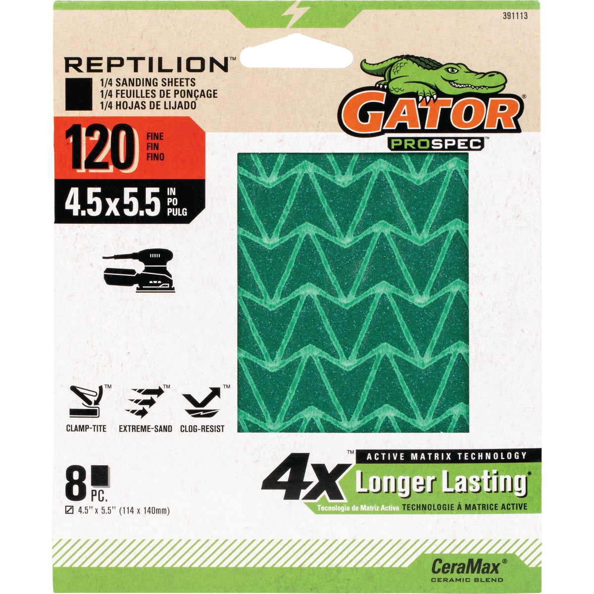 Gator Reptilian 120-Grit Sanding Sheet (8-Pack)