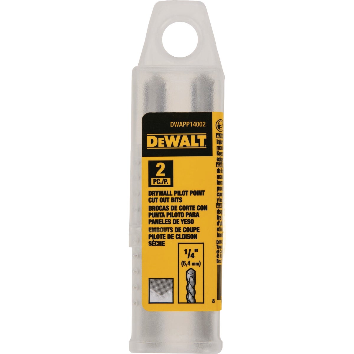 DEWALT 1/4 In. Pilot Point Cut Out Drywall Bit (2-Pack)
