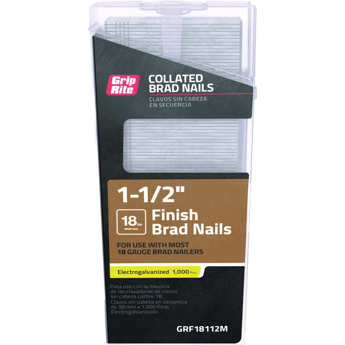 Grip-Rite 1-1/2 In. 18 ga Electrogalvanized Collated Brad Nail (1000-Count)