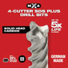 Milwaukee MX4 SDS-PLUS 4-Cutter Rotary Hammer Drill Bit Set (5-Piece) Image 6