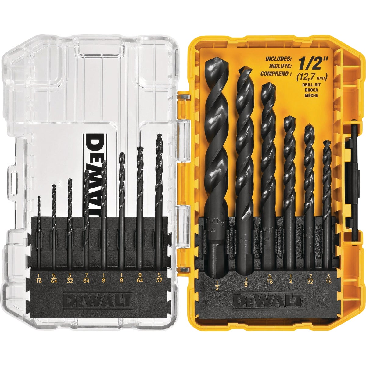 DEWALT Black Oxide Coated HSS Jobber Length Twist Drill Bit Set (14-Piece)