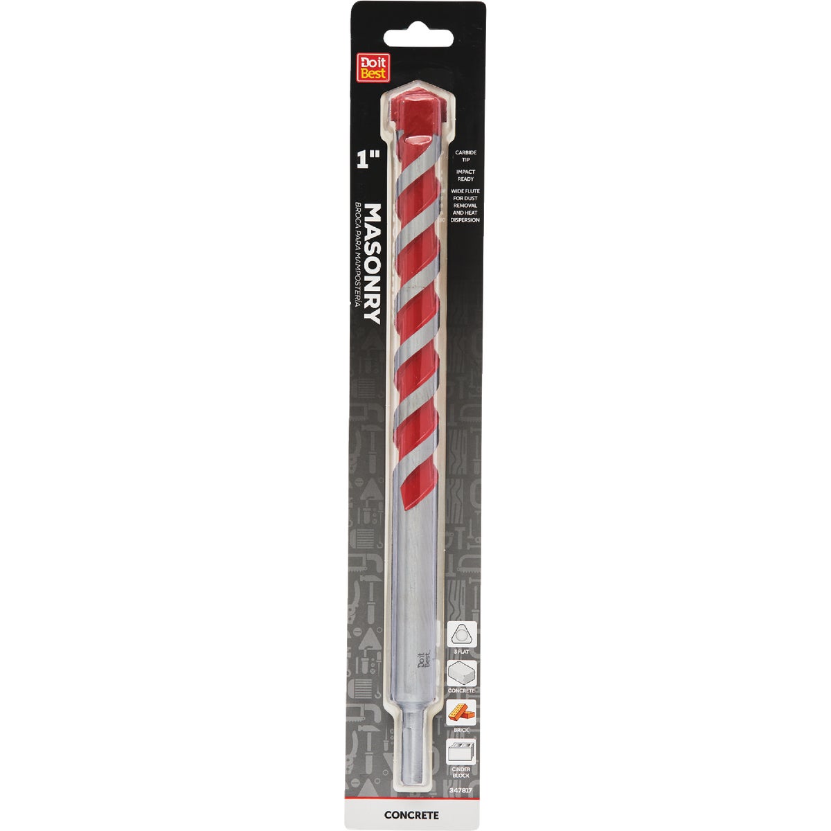 Do it Best 1 In. x 12 In. Impact Ready Carbide Masonry Drill Bit Image 1