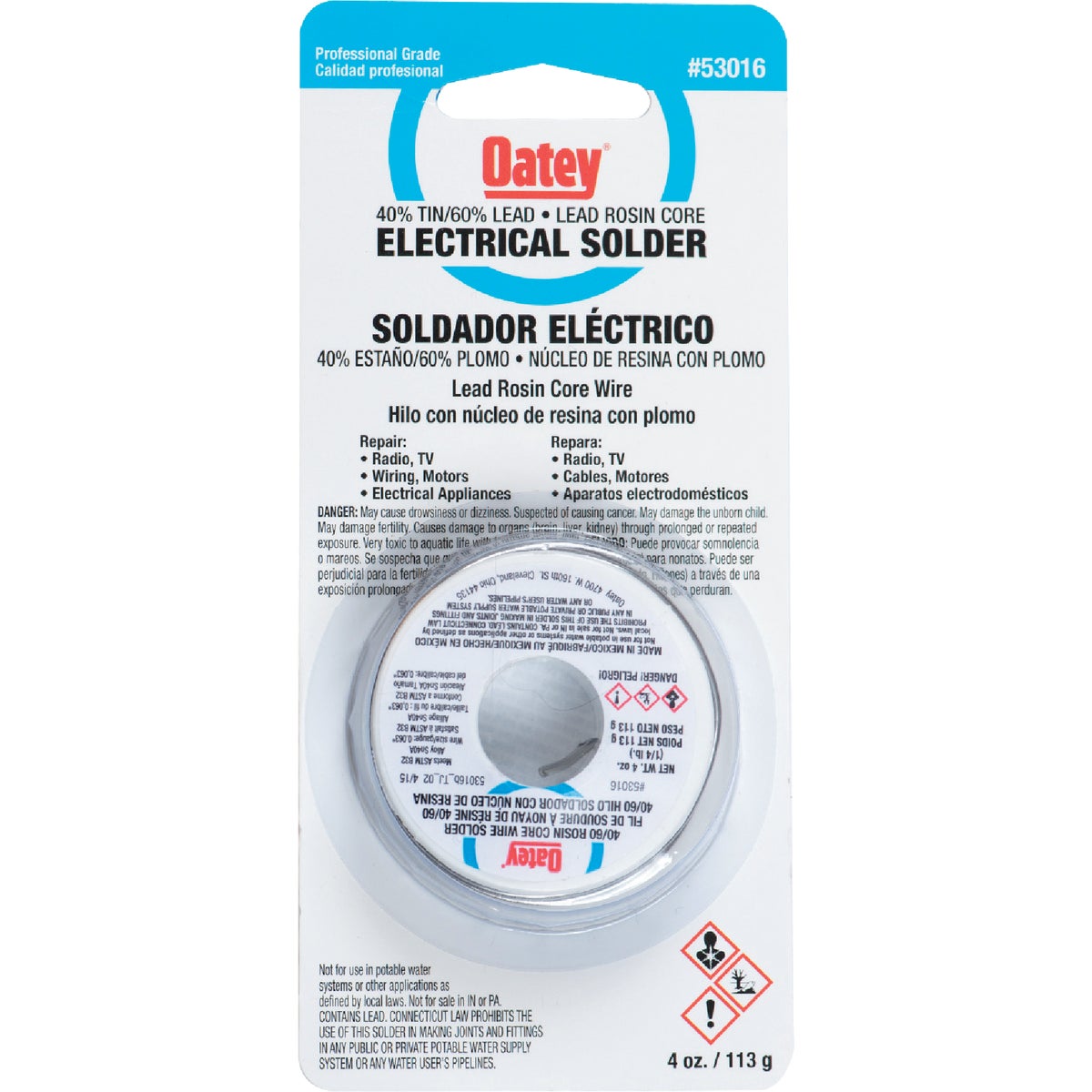 Oatey 1/4 Lb. 40/60 Rosin Core Solder