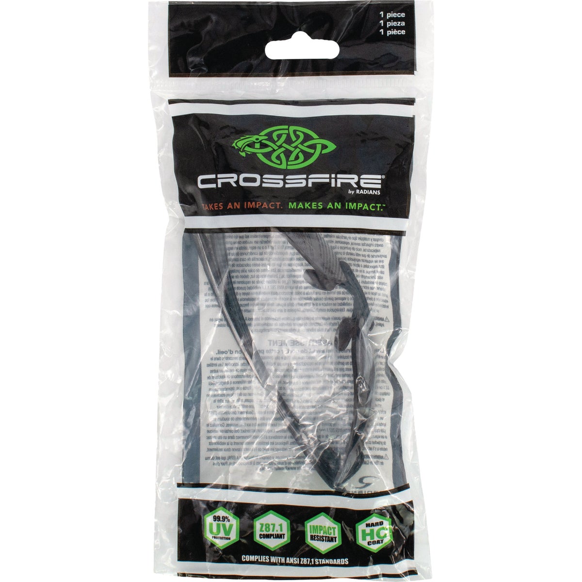 Crossfire ES4 Premium Crystal Black Frame Safety Glasses with Smoke Lens Image 7